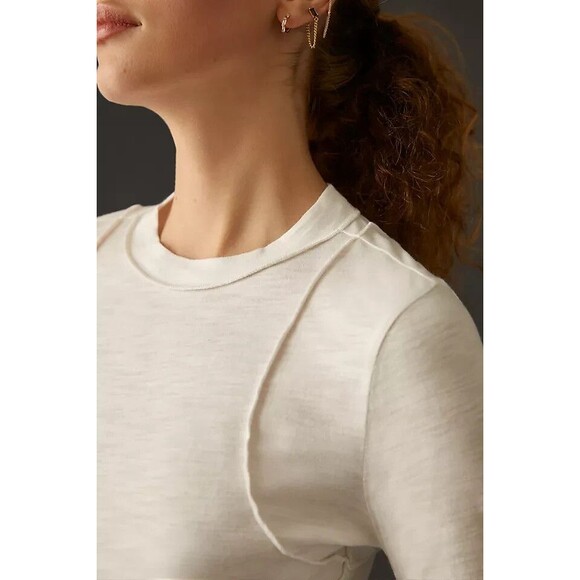 Anthropologie Pilcro Reconstructed Racer Tee Blouse Top Long Sleeve XXS 277567 - Picture 5 of 9